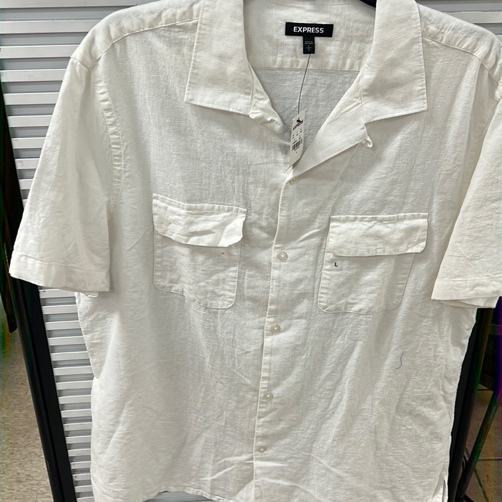 Brand new Express white button down shirt.